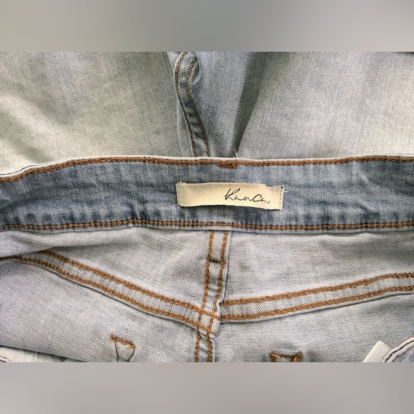 KanCan Blue Jean Shorts with Cuffed Hem and Distressed Look - Picture 8 of 9